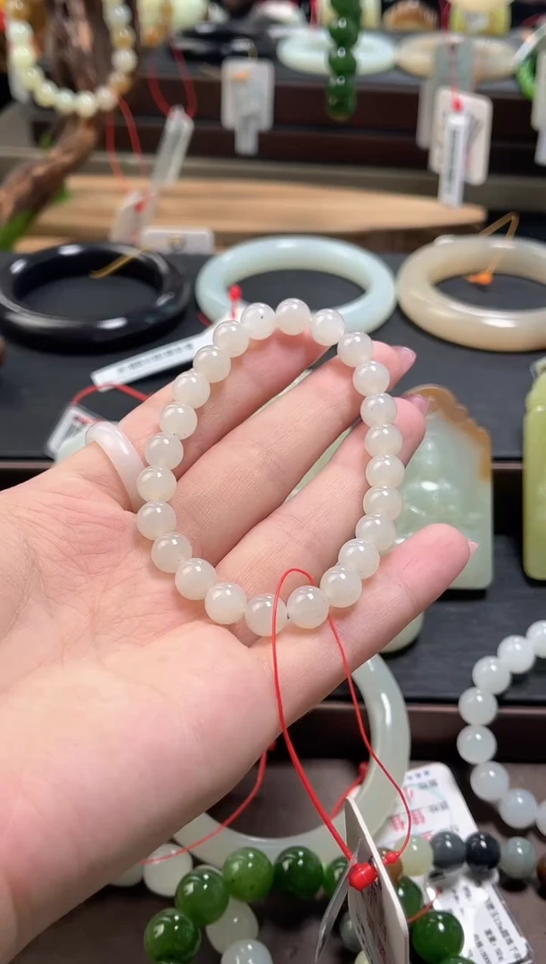 未镶嵌手串和田玉卡8新疆黑山 圆珠9012376