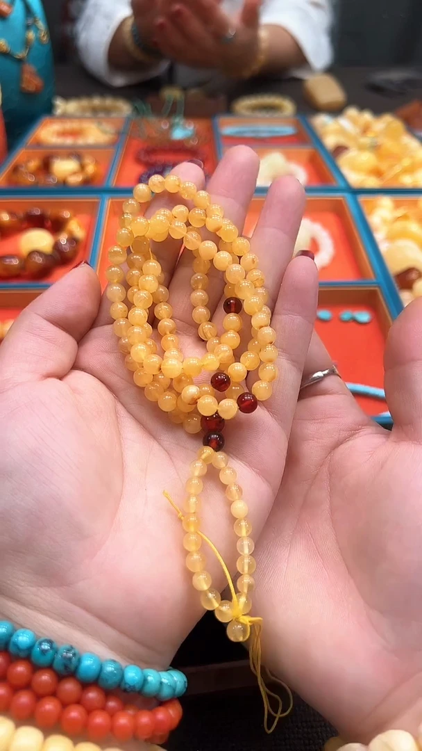 蜜蜡颈饰未镶嵌【福利】暴力黄小瑕疵满蜡圆珠多圈6.3mm