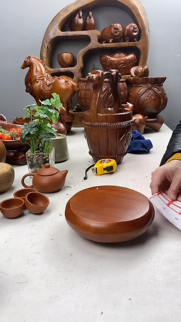 风车木（黑檀木）A26四足底座/尺寸16*16*5