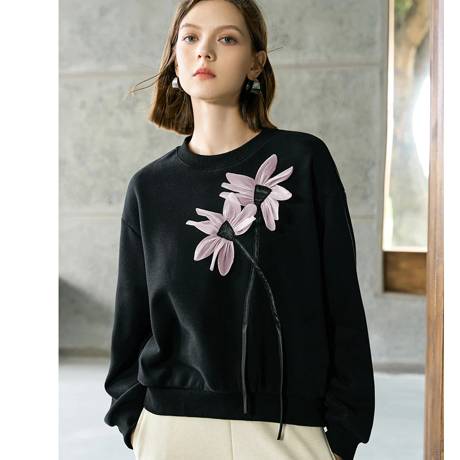 颜域圆领卫衣女2025新款时尚通勤简约百搭90W240882