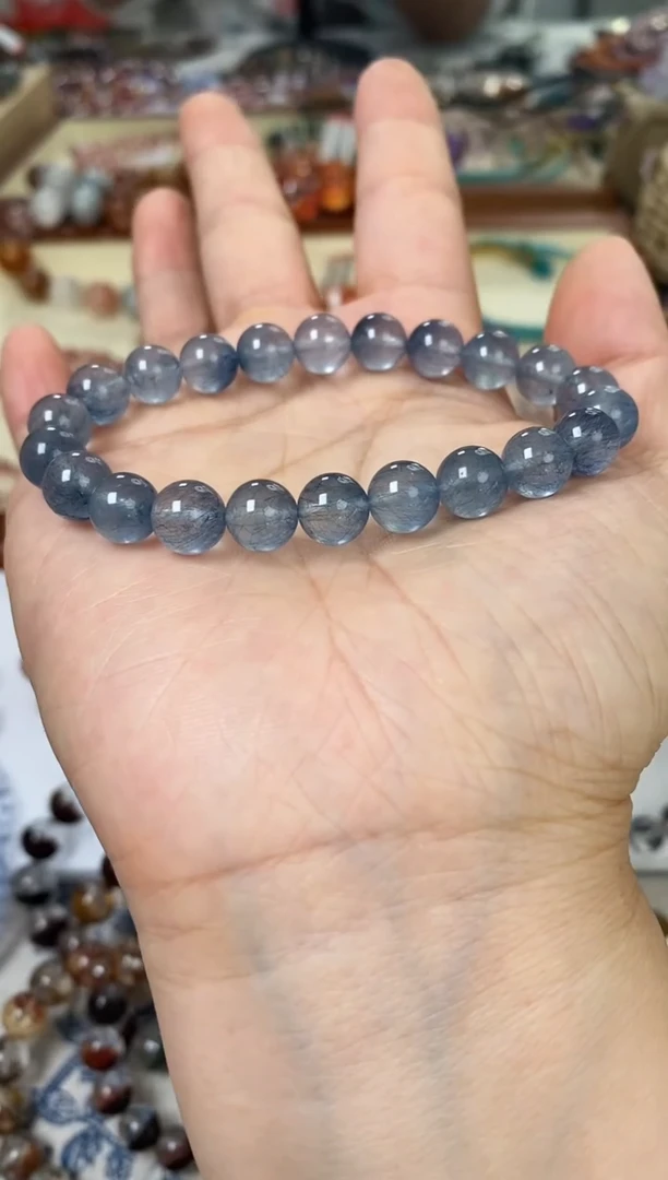 水晶手链未镶嵌蓝兔毛8+