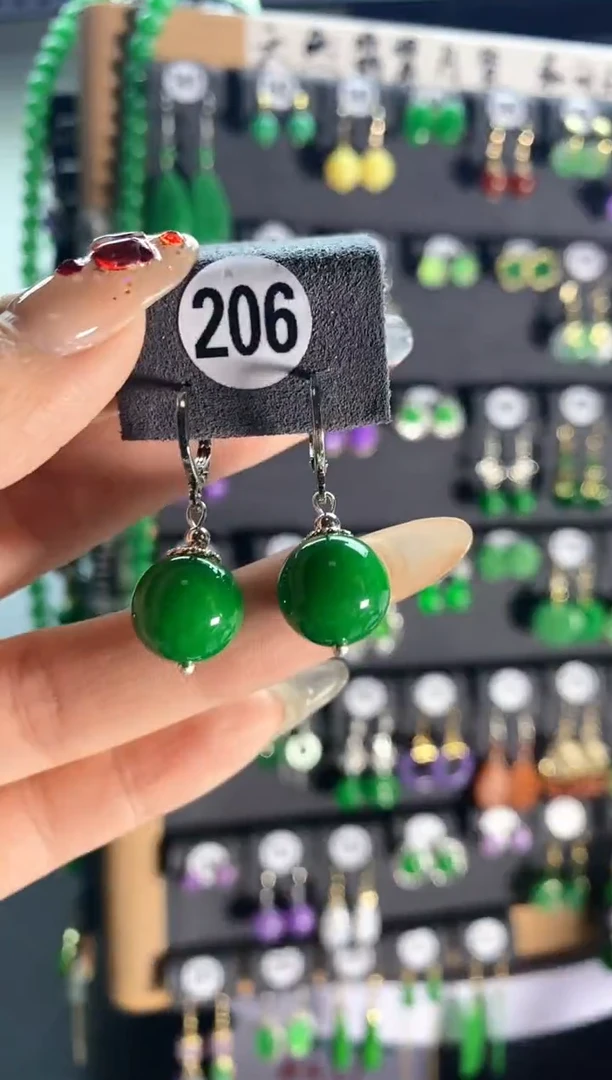 【闪购商品】翡翠耳饰银S925镶嵌206..