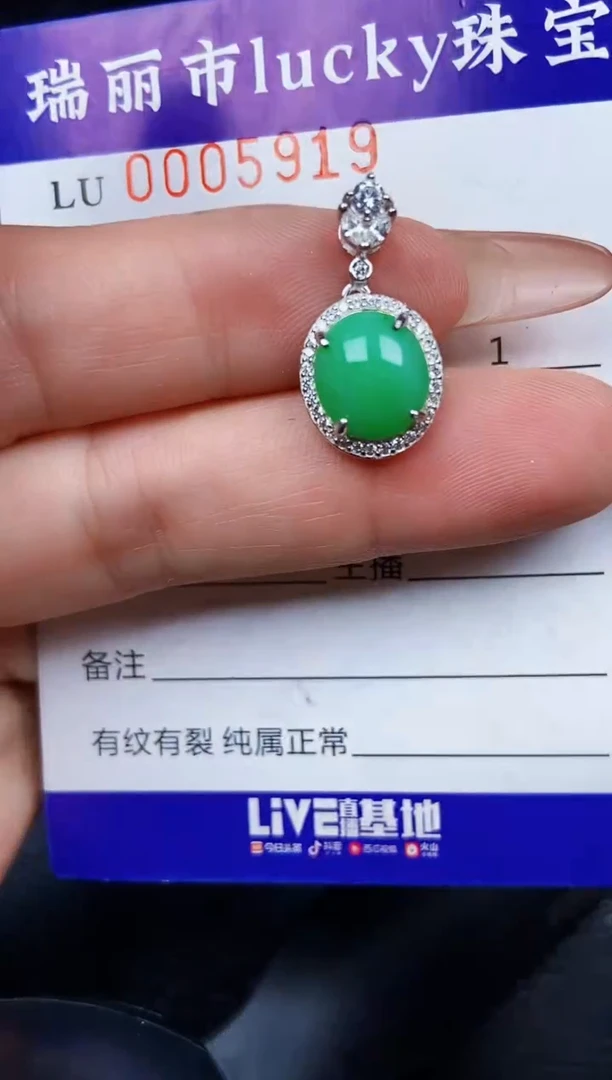 翡翠银S925镶嵌颈饰5919