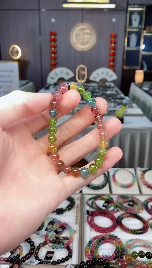 未镶嵌收藏级老矿碧玺单圈手串7mm+碧玺xion多样性发一条