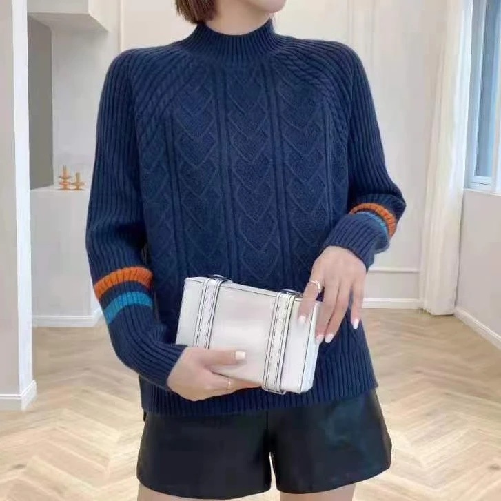 239#秋冬新款半高领休闲长袖针织衫套头12