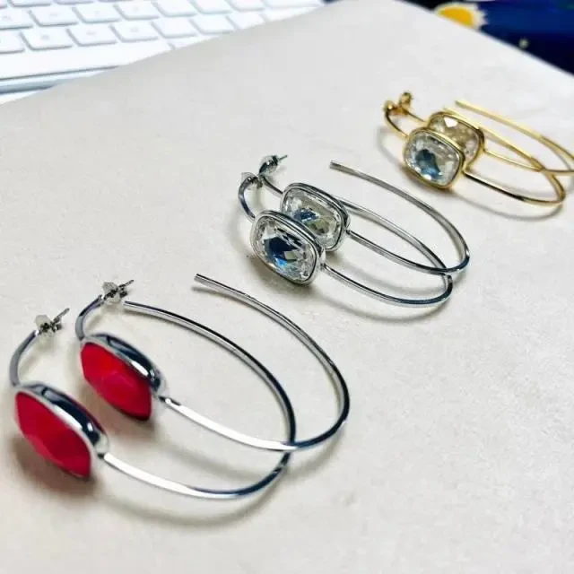 合金合成锆石耳饰 复古时尚气质大耳圈耳钉 1S281