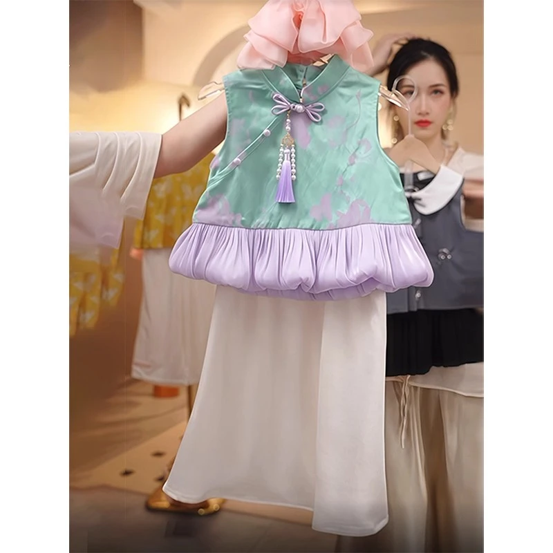 女童套装国风夏季2025新款儿童洋气新中式裙子女孩夏装薄款两件套