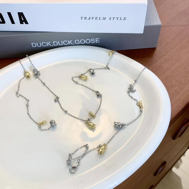 铜项链 重工铃兰花双层项链小众叠戴ins风 3026