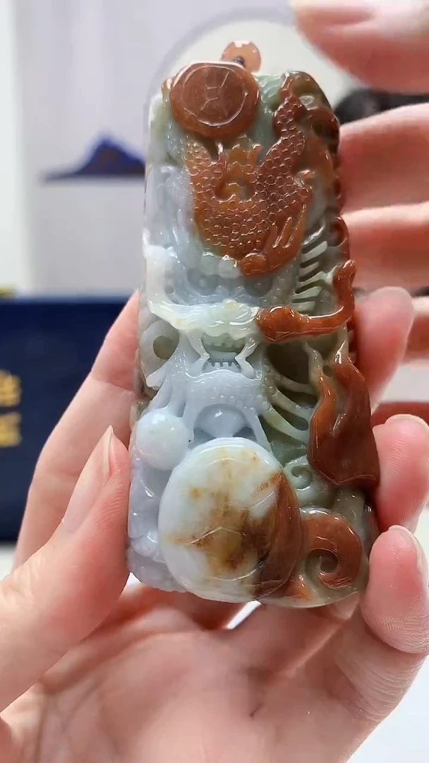 定制翡翠未镶嵌5060zm-毛货挂件龙牌39