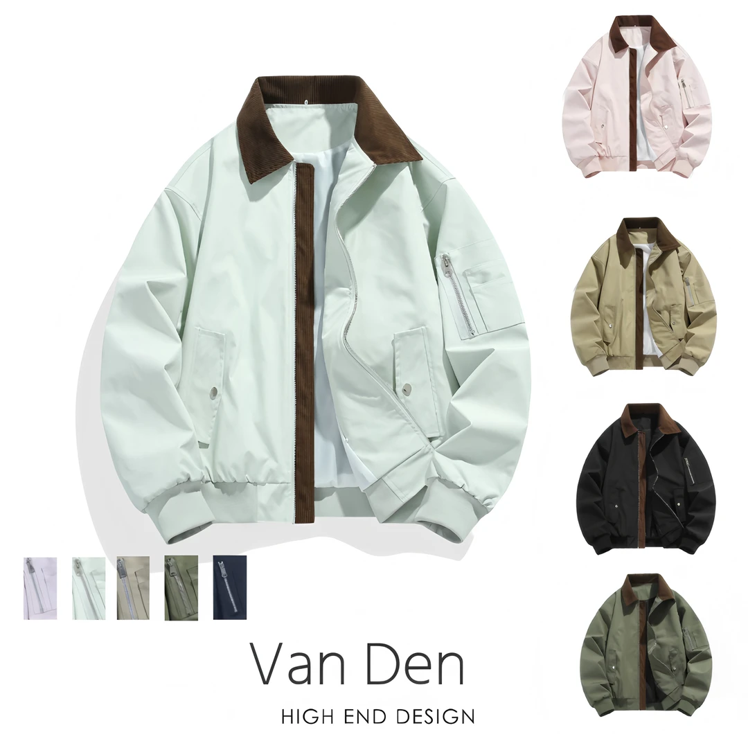 春秋季复古翻领加厚美式飞行员夹克情侣翻领春季外套嘻哈风痞帅