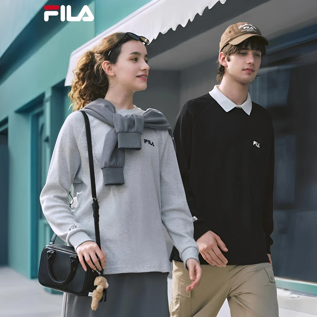 斐乐情侣款针织长T 2025新款秋季休闲简约宽松长袖衫F51U539210F