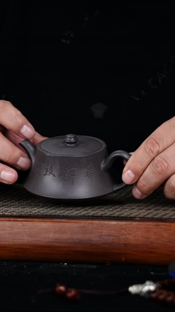 茶壶紫砂原矿天青泥柱础壶200cc