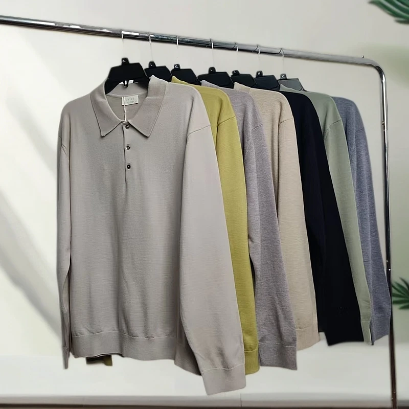 韩单原单时尚男士秋冬穿搭保暖细腻针织纯色polo毛衣