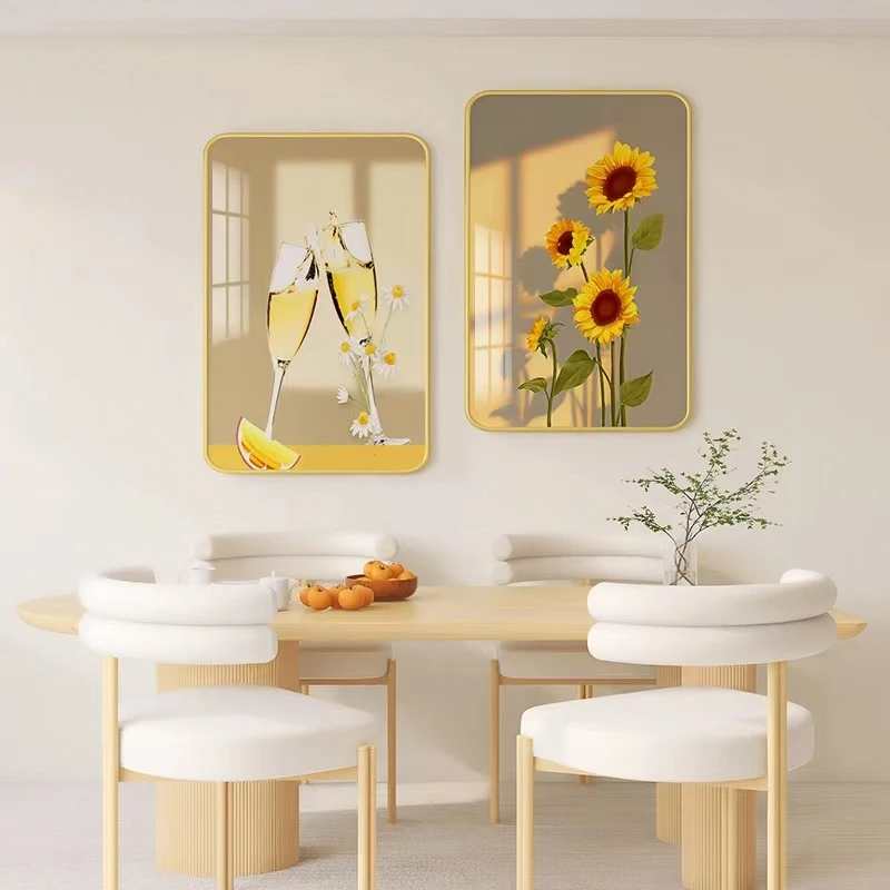 S201 现代简约餐厅卧室背景墙装饰画高级感饭厅两联挂画50*70