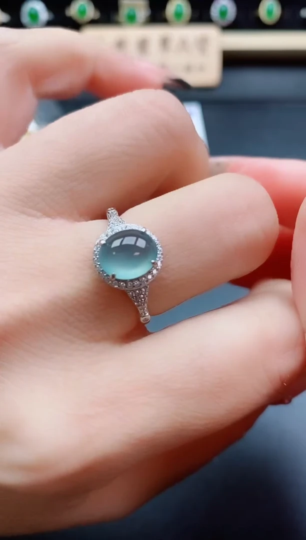 银S925镶嵌戒指翡翠1