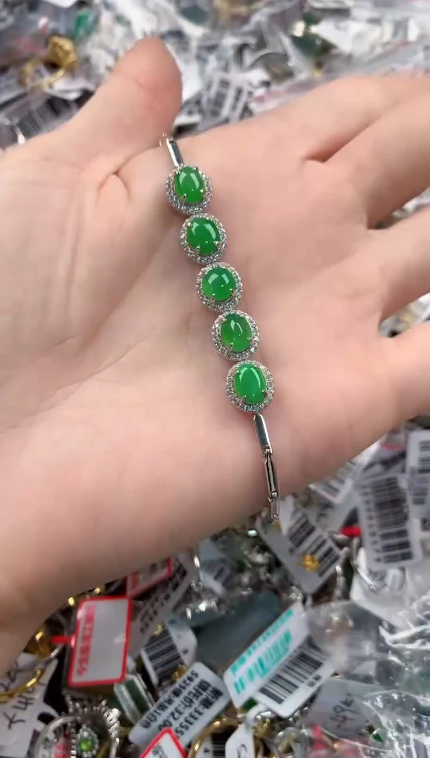 银S925镶嵌戒指翡翠444  7