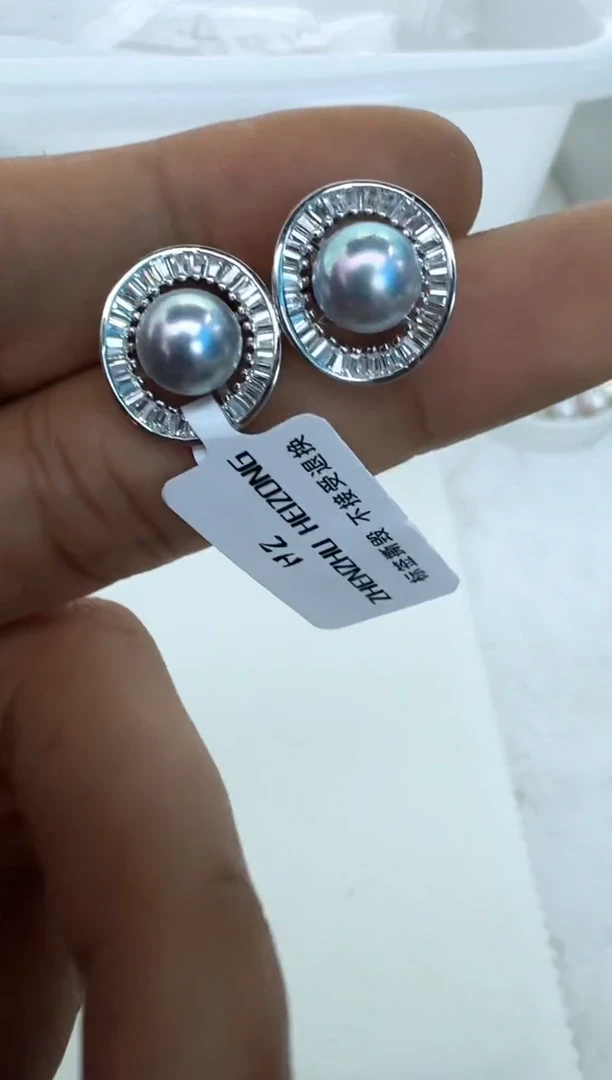 【闪购商品】海水珍珠耳饰银S925镶嵌耳钉