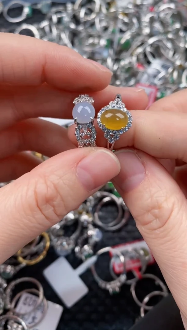 银S925镶嵌戒指翡翠777                7