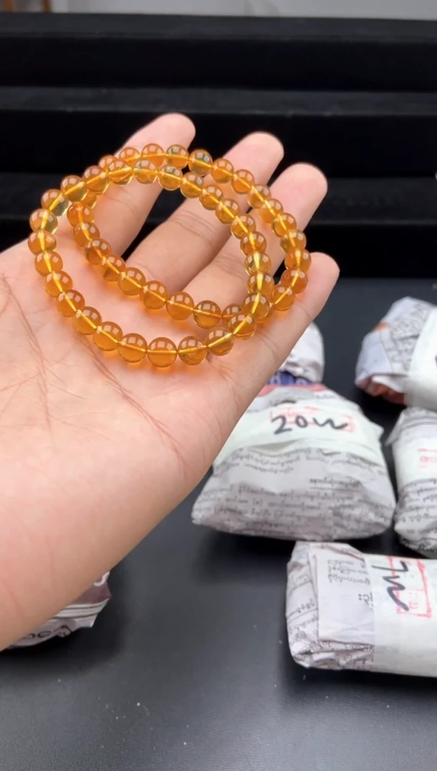 手链琥珀未镶嵌浅金棕手串【多样性发货其中一】