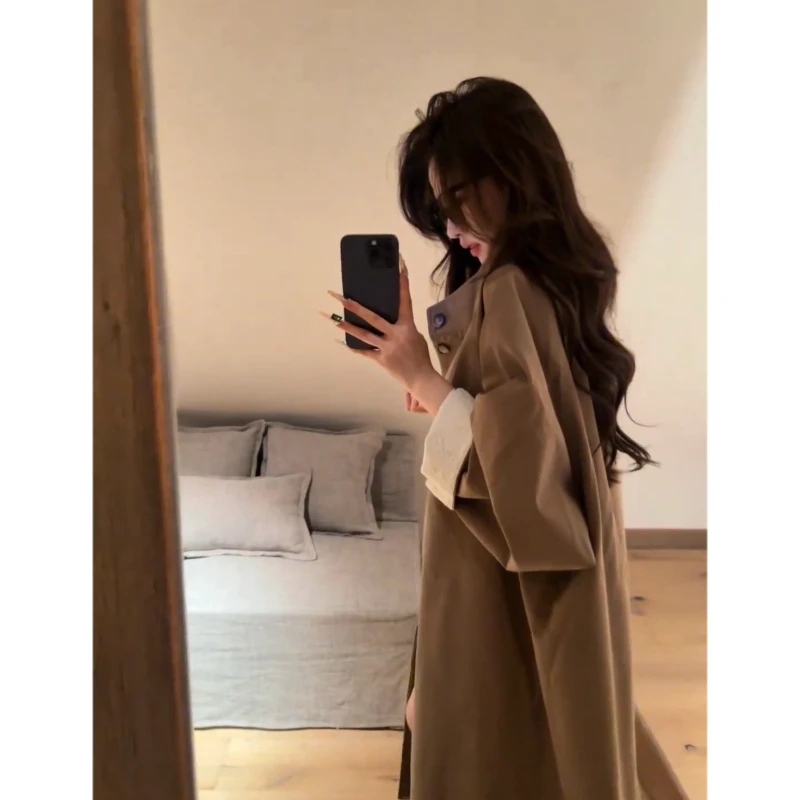 大码2025春秋新款老钱风穿搭英伦宽松休闲韩版中长款洋气风衣外套