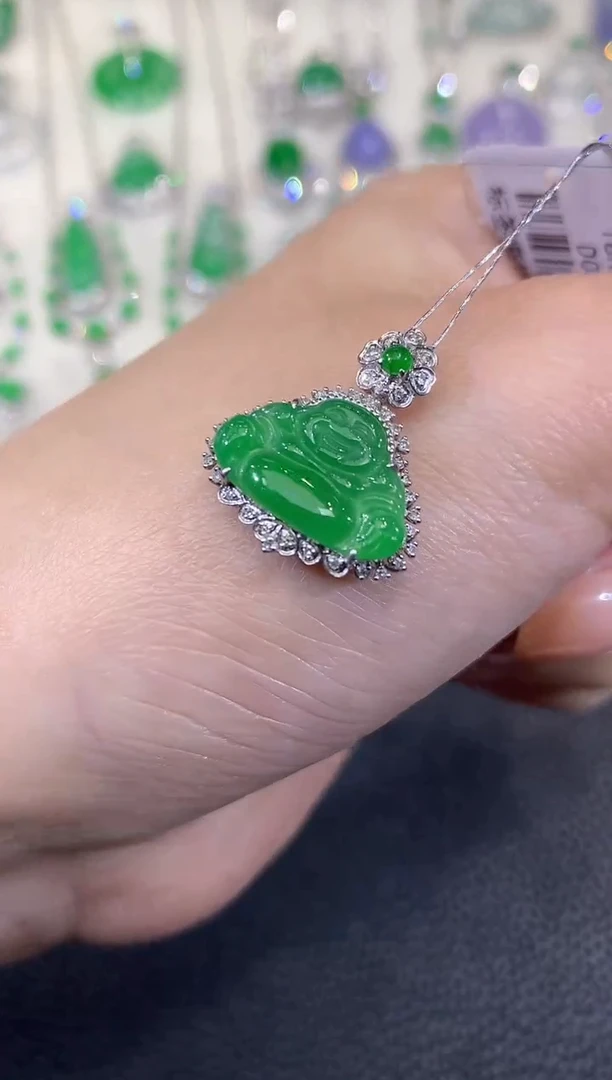 吊坠(不含链)18K金镶嵌翡翠a28