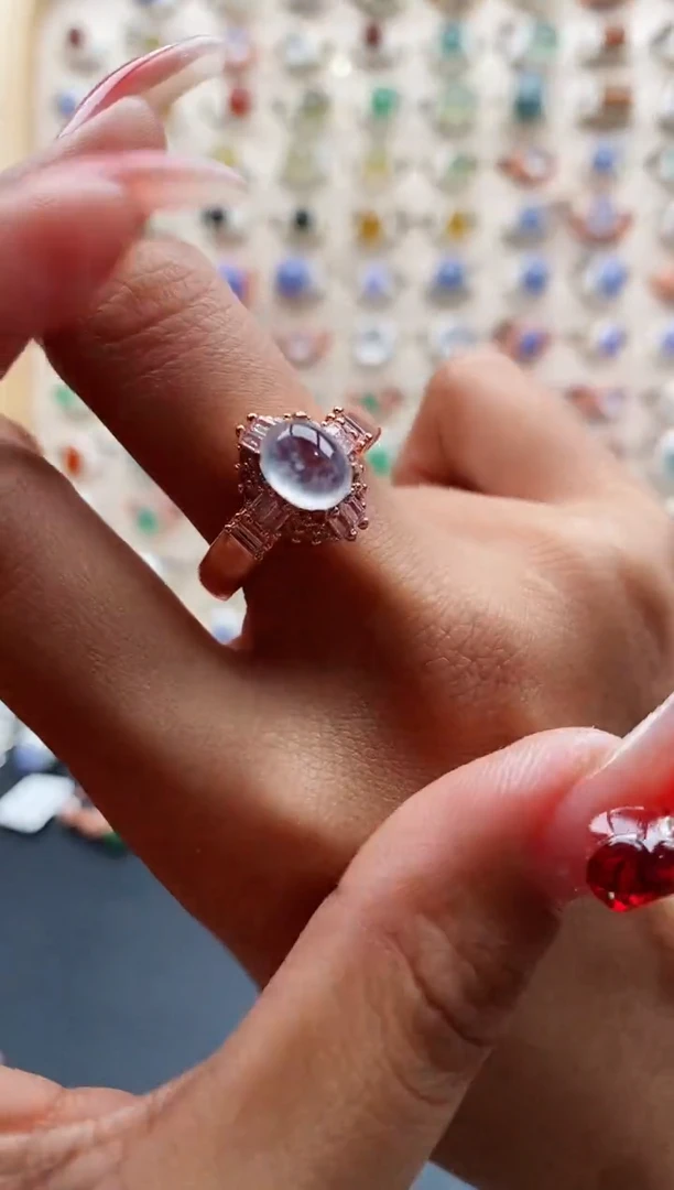 【闪购商品】翡翠戒指未镶嵌缅甸天然A货翡翠444 10+6