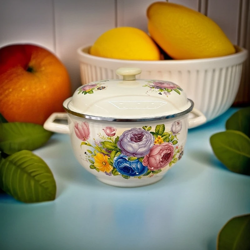 精品加厚珐琅搪瓷双耳汤锅燃气灶电磁炉煤气灶通用