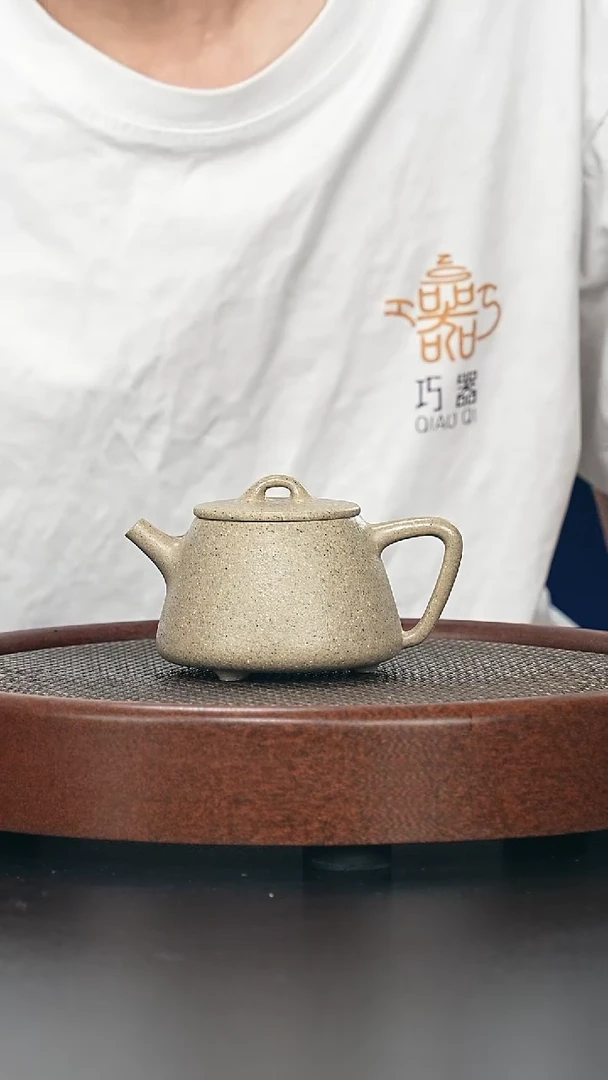 茶壶紫砂中高瓢-黑段-全手工无添加-190cc