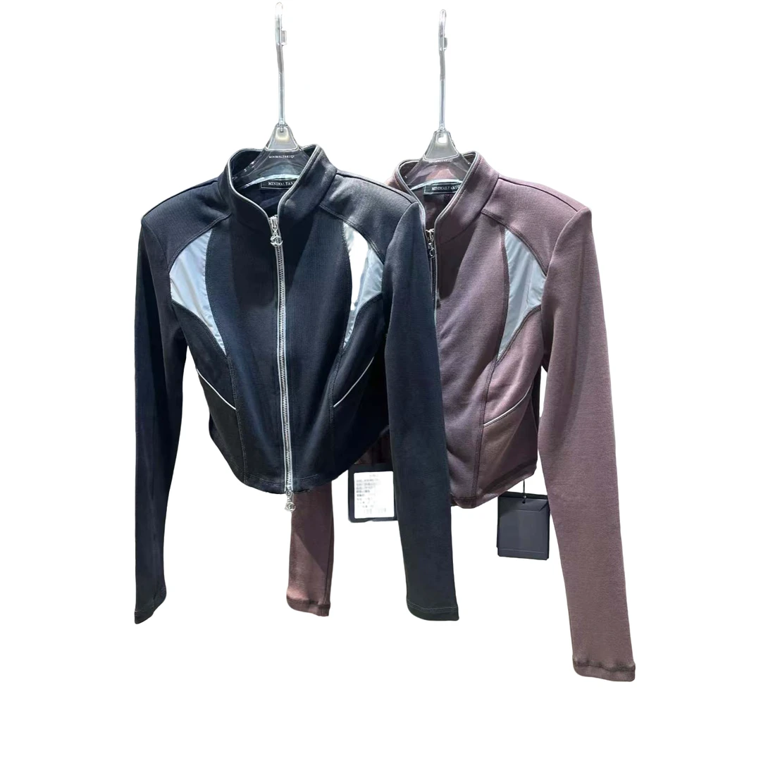 南油小众设计师新品拉链撞色短卫衣