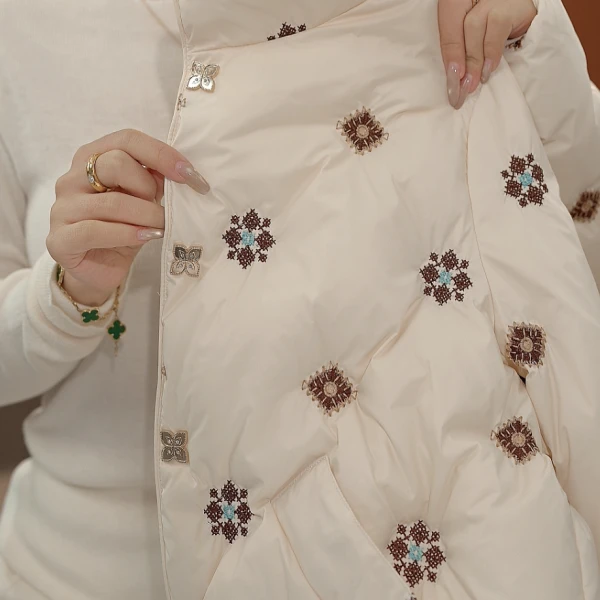 【甄选大朵鸭绒】2025杭州原版正品保暖气质减龄修身鸭绒服E-4002