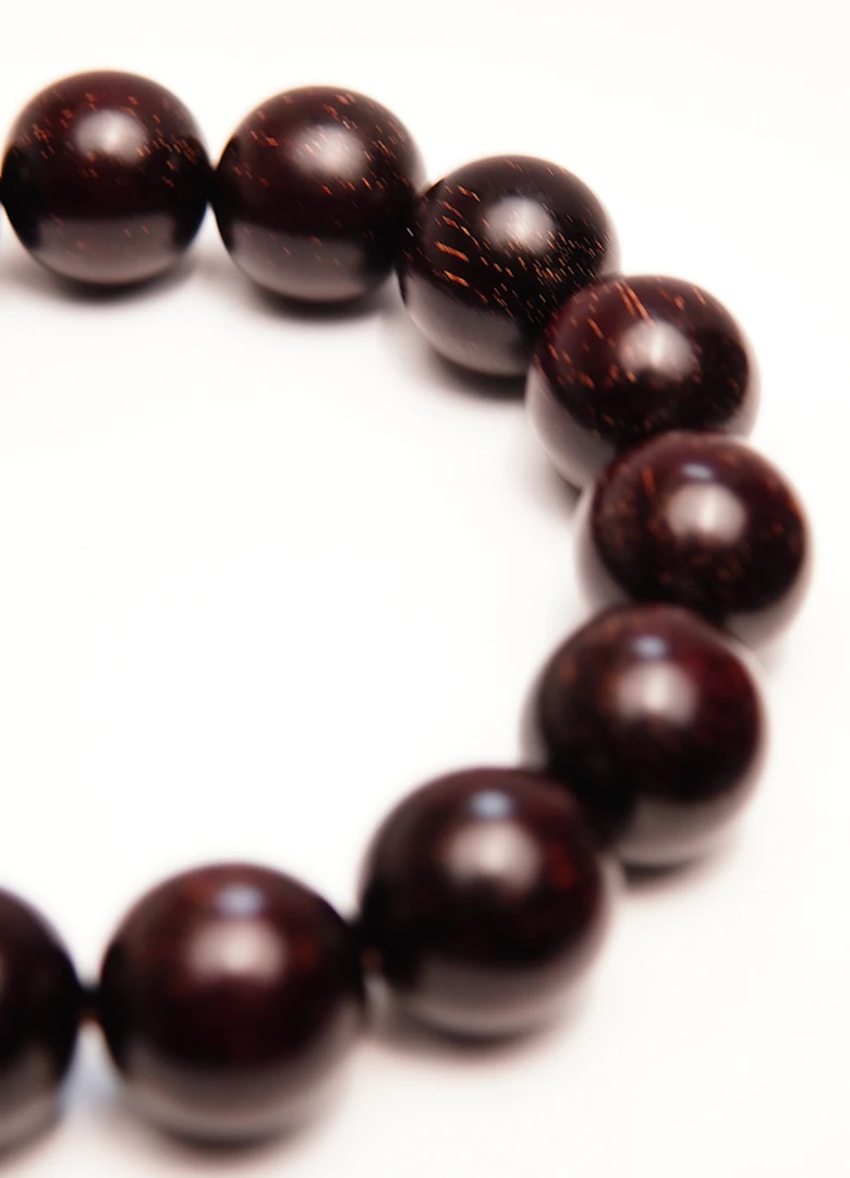 1.5cm圆珠 泥料 满金星 玻璃底 印度小叶紫檀手串