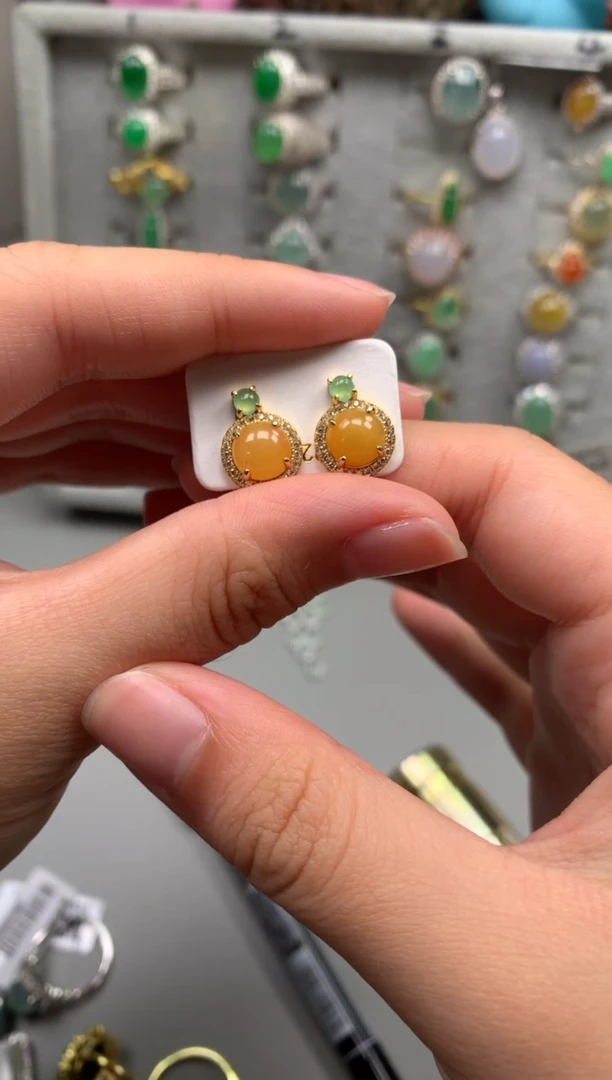 银S925镶嵌戒指翡翠耳饰23