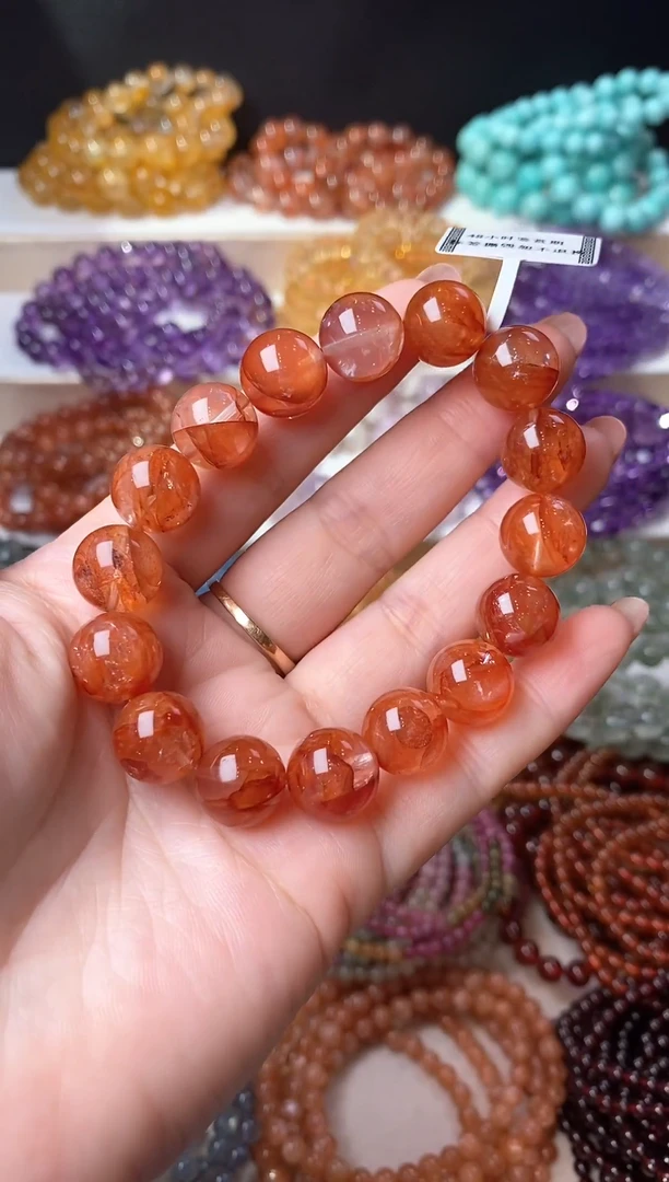 未镶嵌手串水晶红胶花45.8