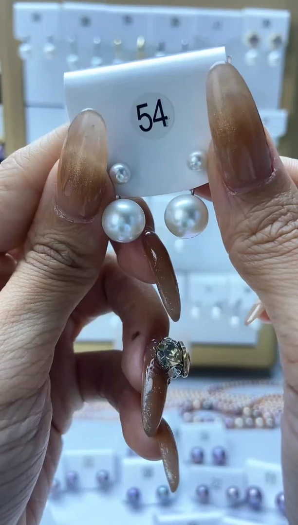 银S925镶嵌耳饰淡水珍珠54