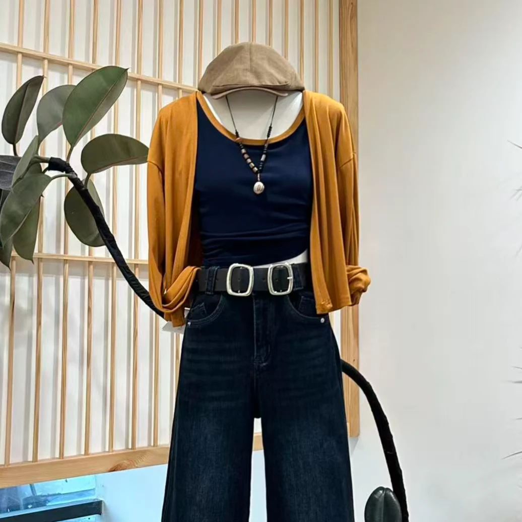 【矢车幻梦】韩系时尚气质百搭吊带背心+显瘦开衫两件套-8227