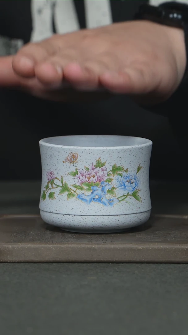 【闪购商品】紫砂茶杯手绘牡丹主人杯