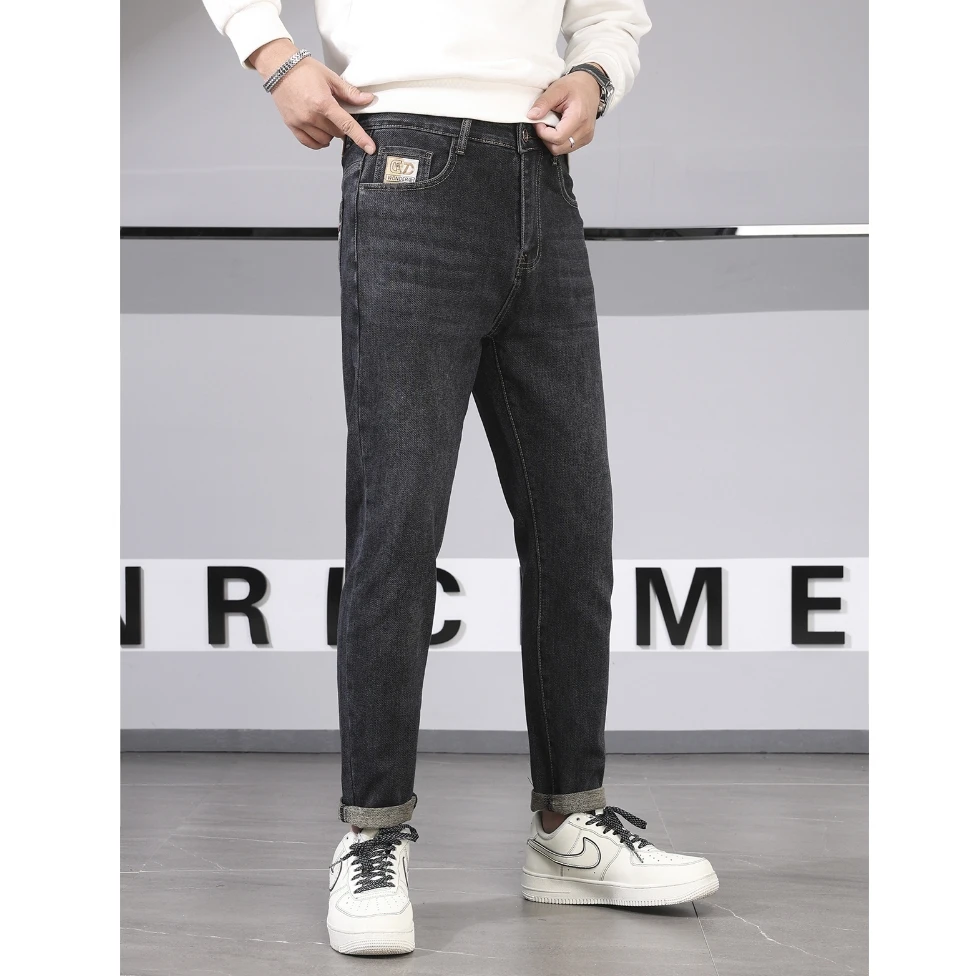 【超柔弹力软牛仔裤】秋冬新款水洗图案刺绣百搭舒适时尚长裤-505