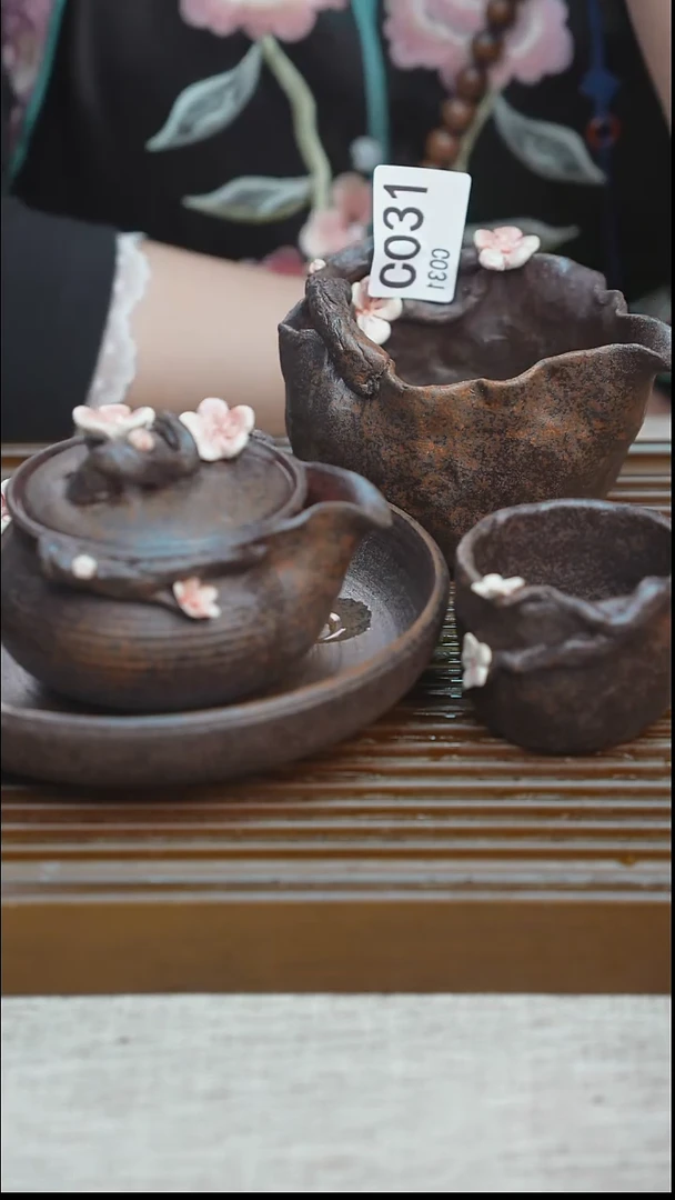 纯手工粗陶茶具每一只不一样