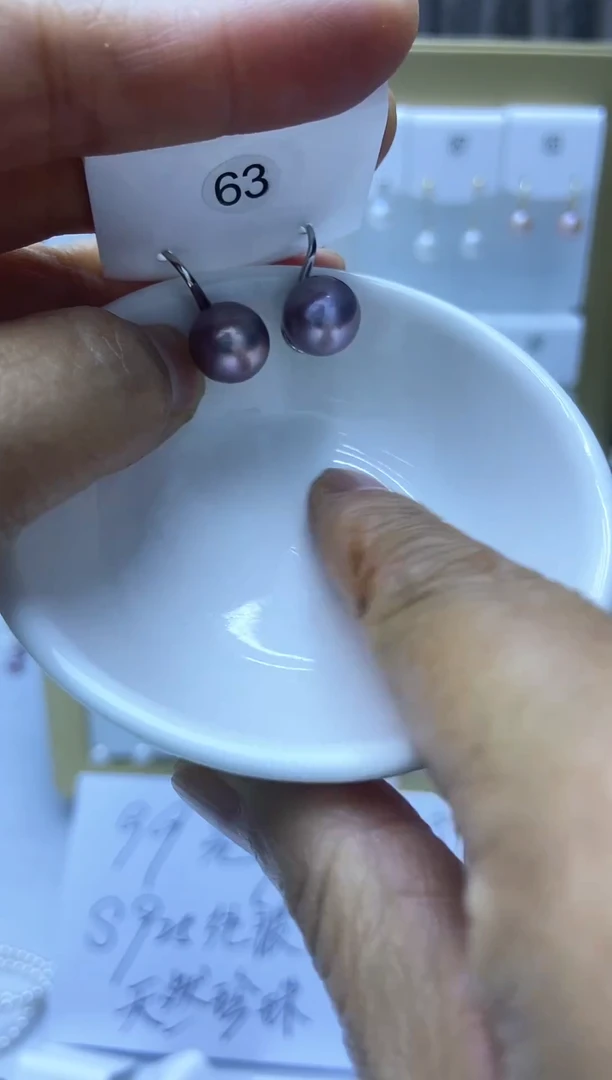 银S925镶嵌耳饰淡水珍珠63