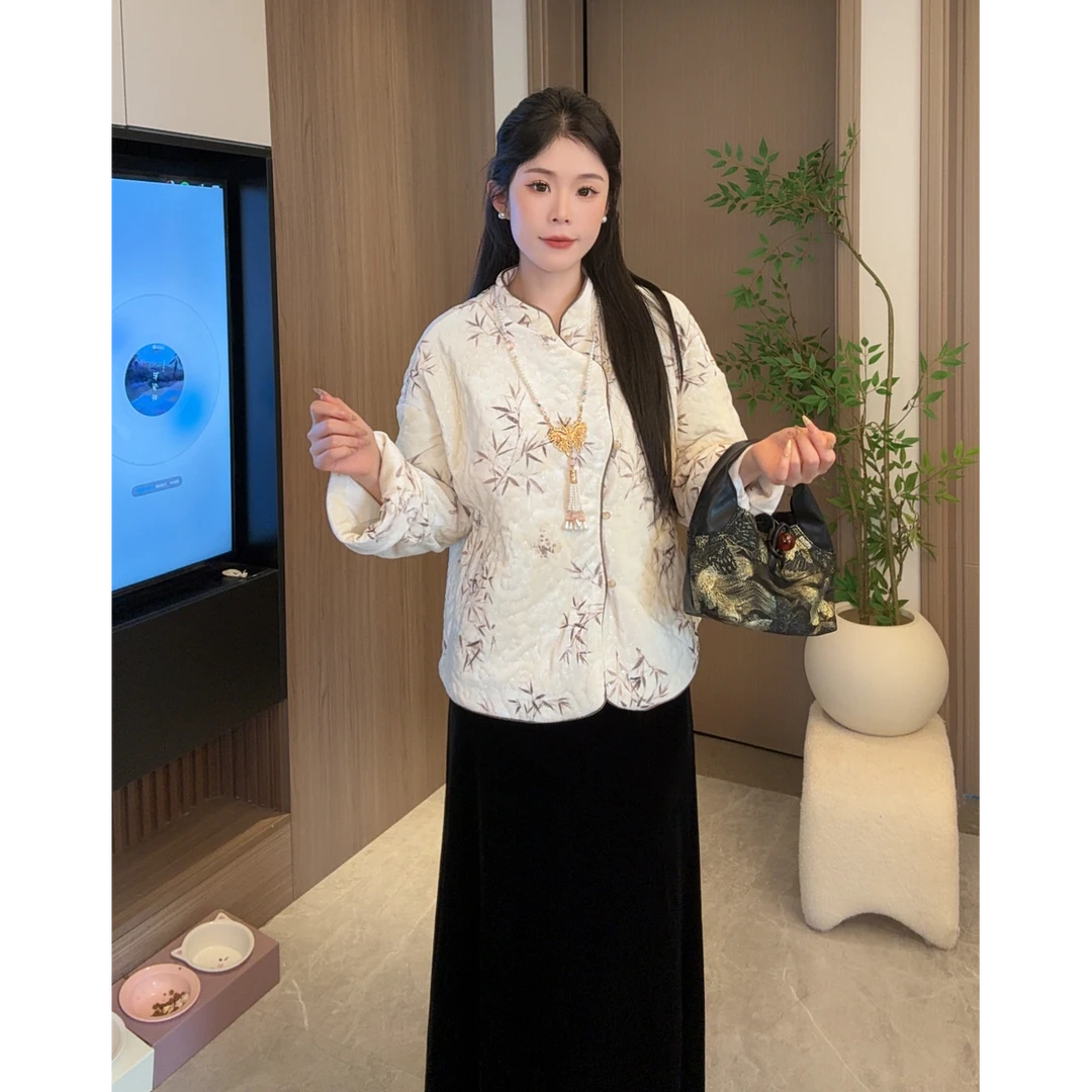 （欣欣）加棉加厚2025新中式国风亮片绣外套