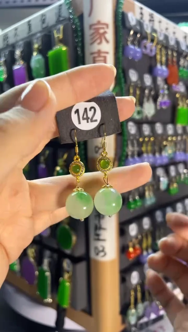 翡翠银S925镶嵌耳饰142
