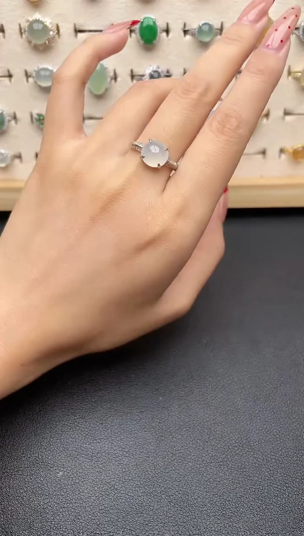 【闪购商品】翡翠戒指银S925镶嵌一物一证一礼盒