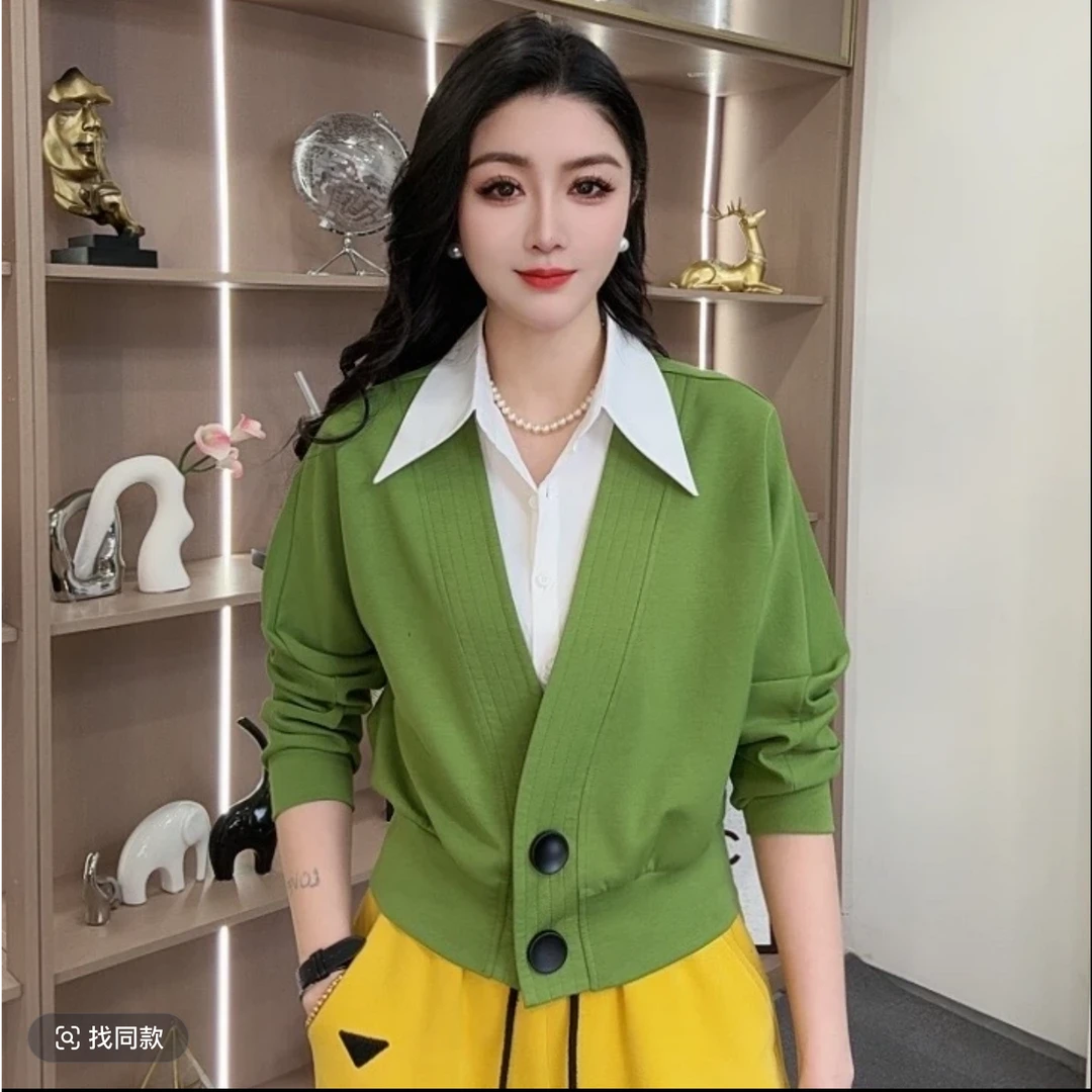 2025新品爆款时尚大方假两件真开衫内搭外搭小衫