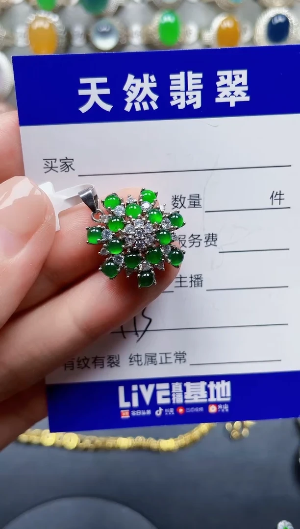 颈饰银S925镶嵌翡翠413