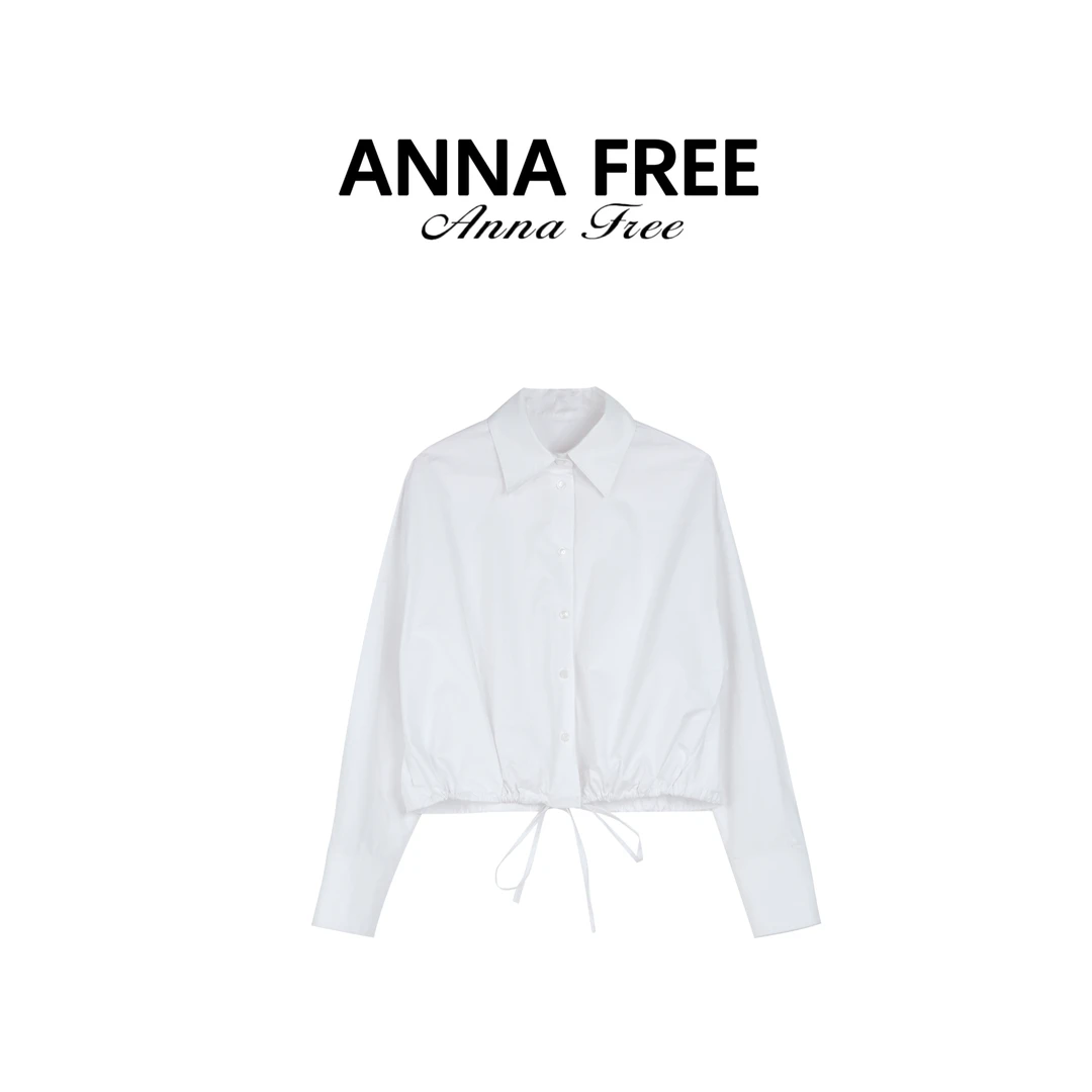 ANNA FREE 单排多扣收腰短款衬衫春季设计感小众翻领时尚ZCD25068