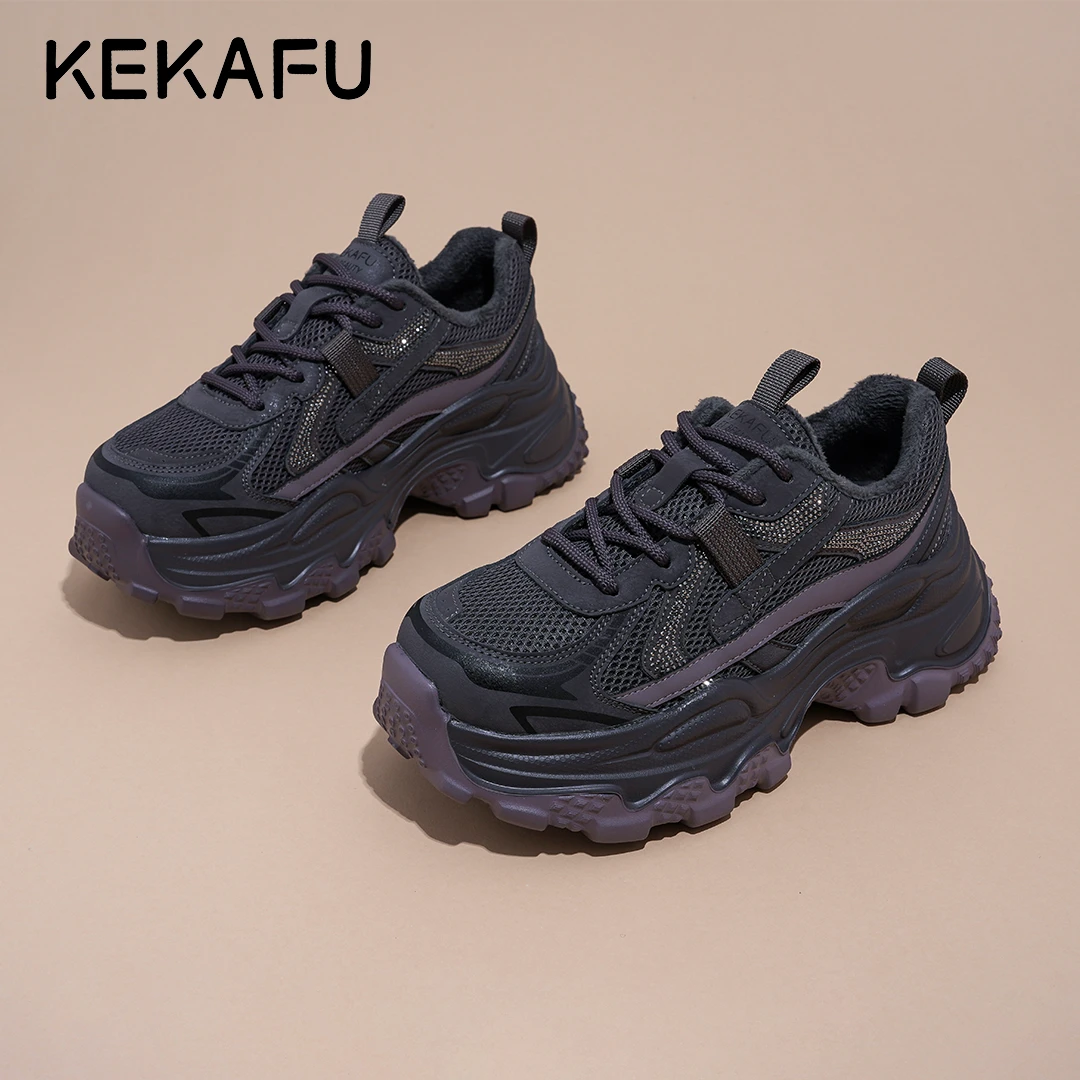 KEKAFU/珂卡芙2025年新款增高显脚小【厚底增高9CM】时尚老爹鞋