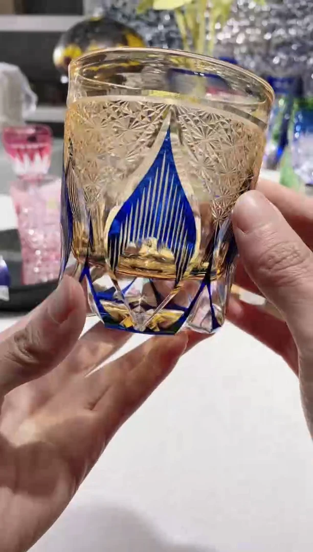 【闪购商品】水晶玻璃无手柄款653福利金蓝色火焰