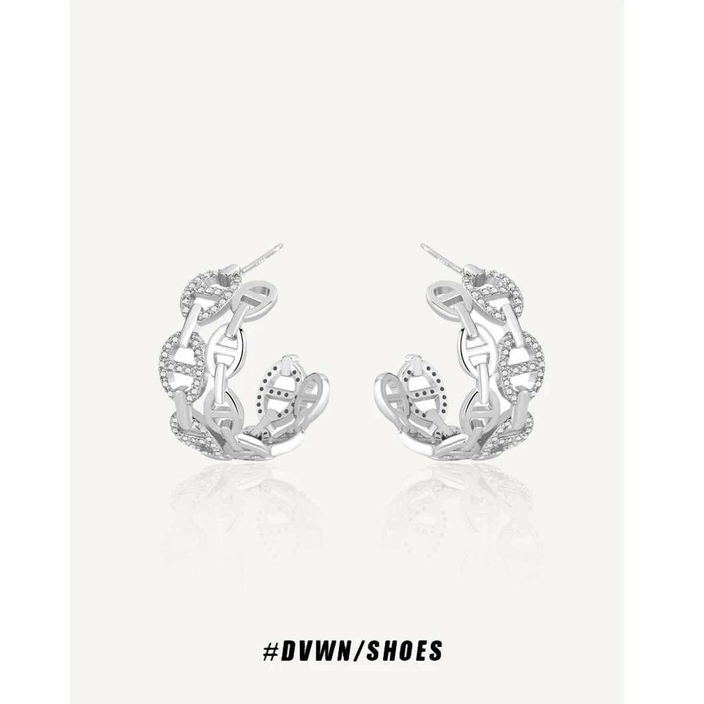 铜合金合成锆石耳饰 【猪鼻子系列】新款猪鼻子带钻耳钉