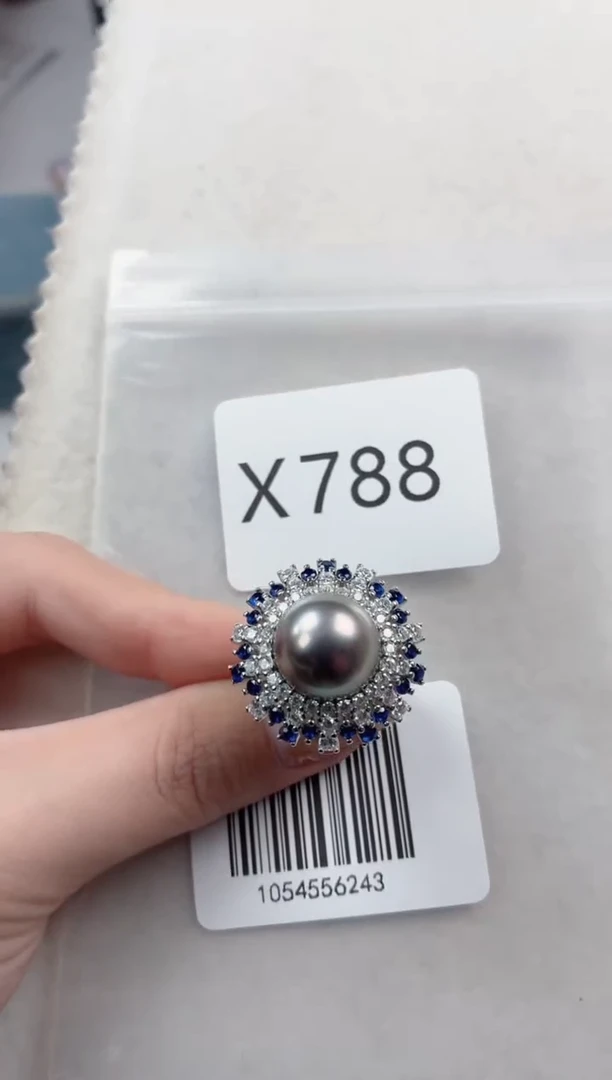 银S925镶嵌戒指海水珍珠X788