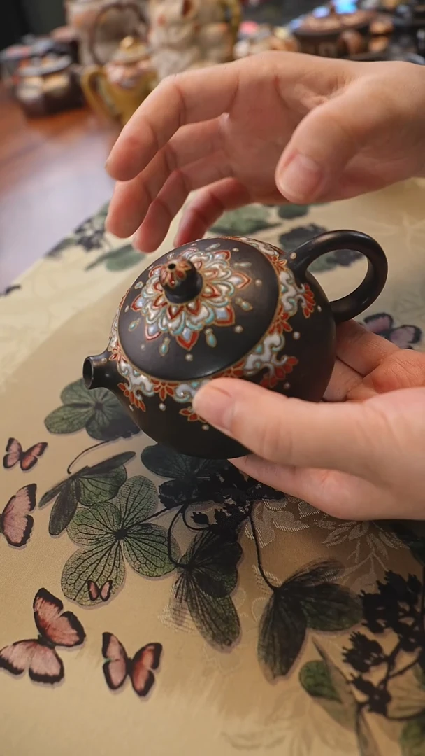 茶壶紫砂大红袍珐琅西施